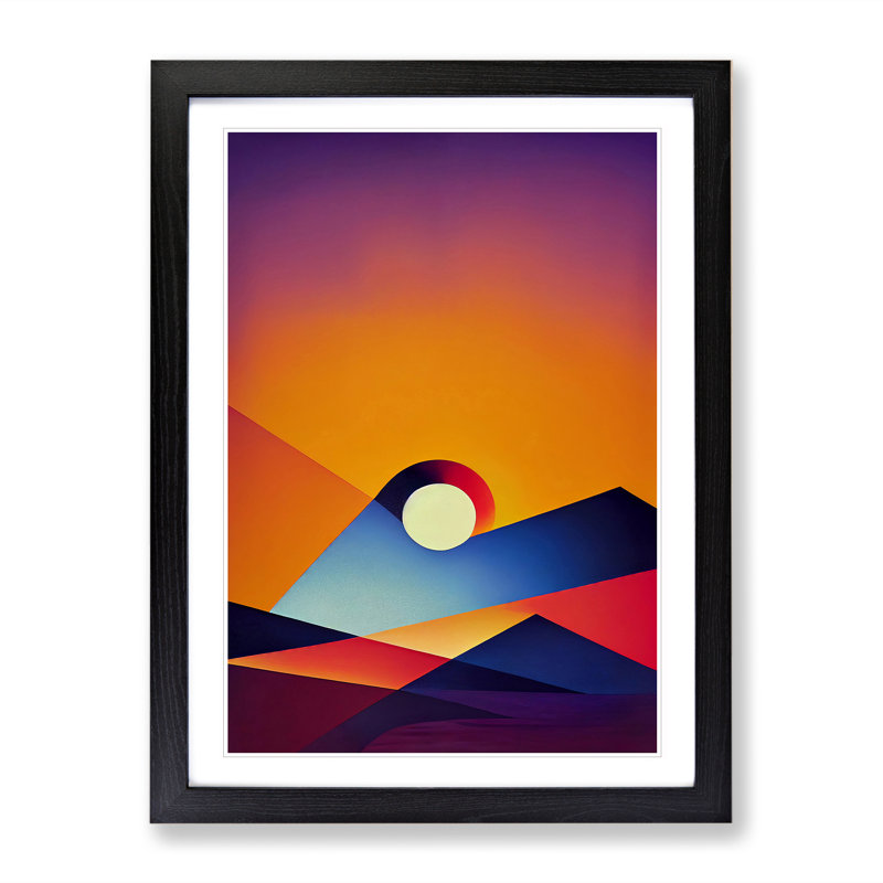 XV1022-5055X Vivid Sunset Abstract - Print, Black Framed, 66cm H x 48cm W, White