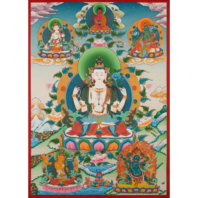 Déesse Chengrezig Thangka (Brocadeless Thangka)