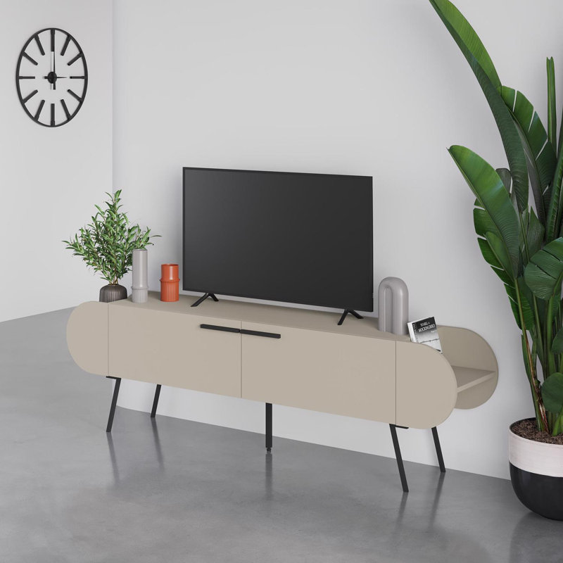 Symara Modern TV Unit Multimedia Centre With Storage, Beige