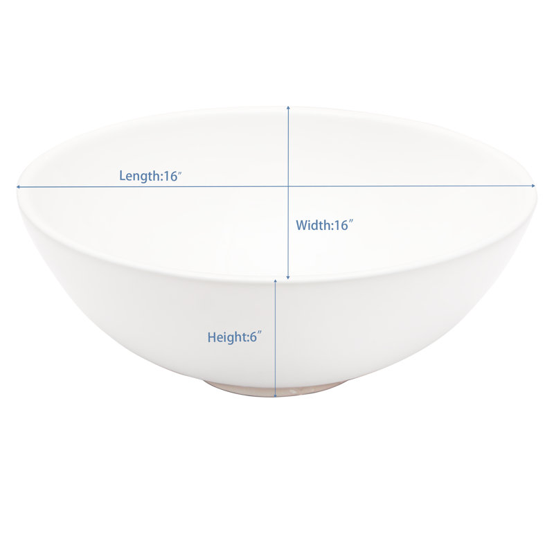 OUMUCH 16'' White Ceramic Circular Bathroom Sink