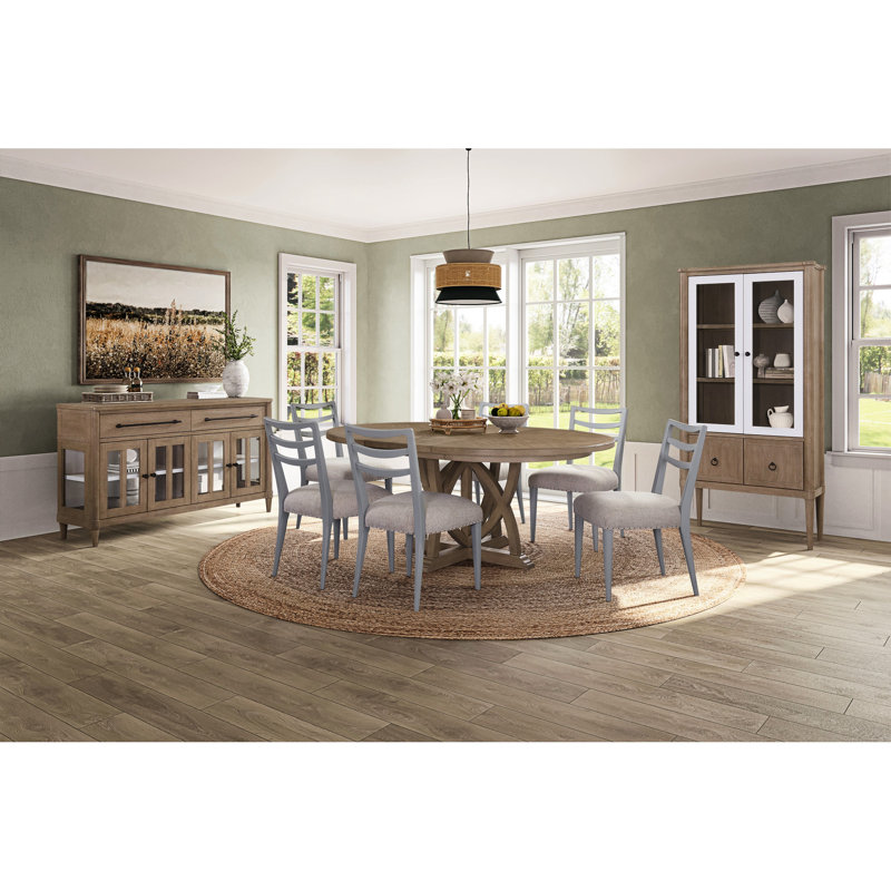 2 chaises de salle à manger latérales à dossier échelle, de couleur océan, courtepointe bleue, bois massif +, l 20 po x H 34,5 po x P 23,07 po, 2 chaises, finition couleur, assise et l 19,88 po, hauteur 35,22 po, profondeur 23,07 po