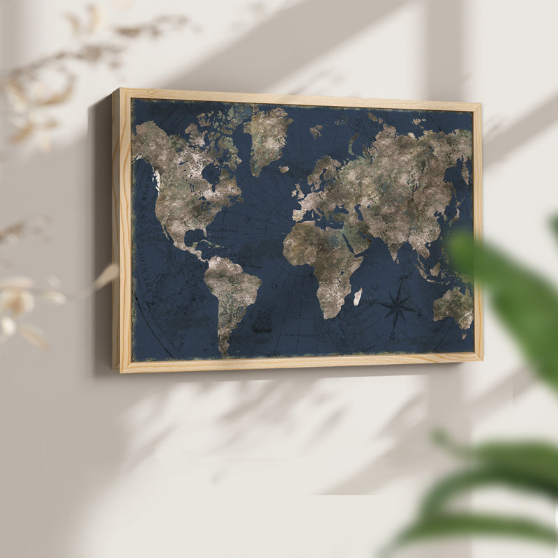 Bleu marine atlas - reproduction encadrée - réarmable, H 8 po x l 10 po, Naturel