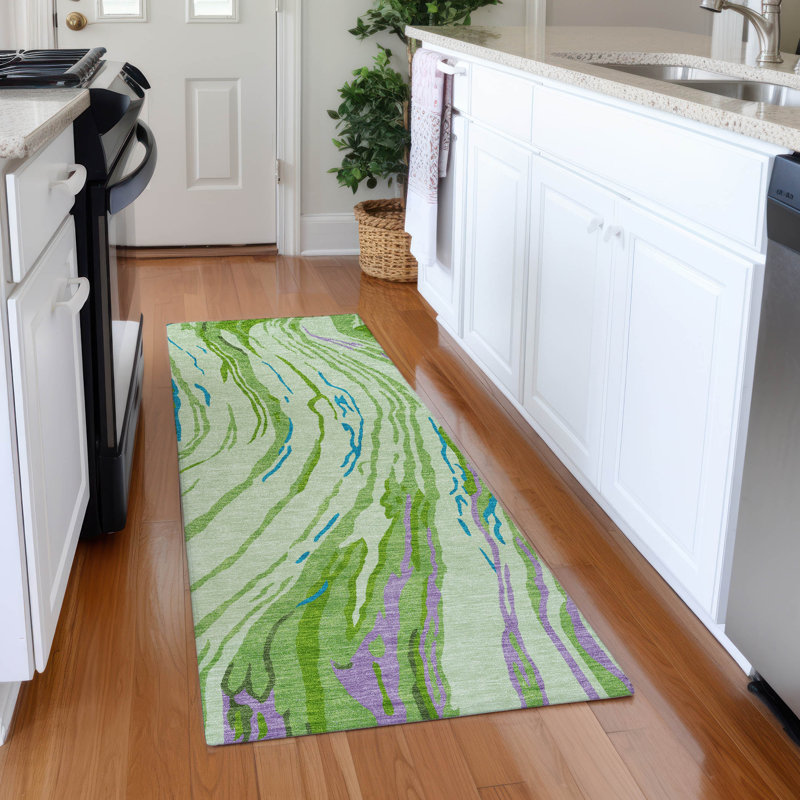 Premium Machine Washable Cortes AMF1037 Swirls Rug, Runner 2'3" x 7'6"