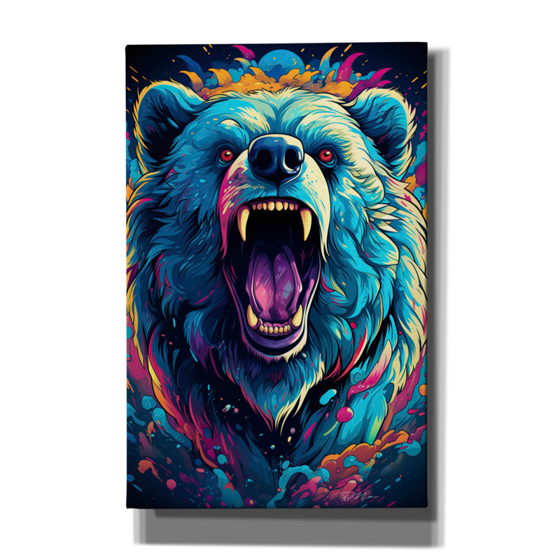 «Dmt Art Bear» par Momart, art mural sur toile, 12 po x 18 po, H 40 po x l 26 po x P 1,5 po