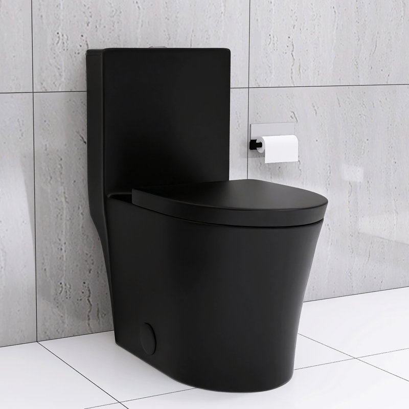 Matte Black Toilet With Powerful Dual Flush, 1.1 & 1.6 , Skirted Design For Easy Cleaning 1.1/1.6 Modern Bathroom Decor