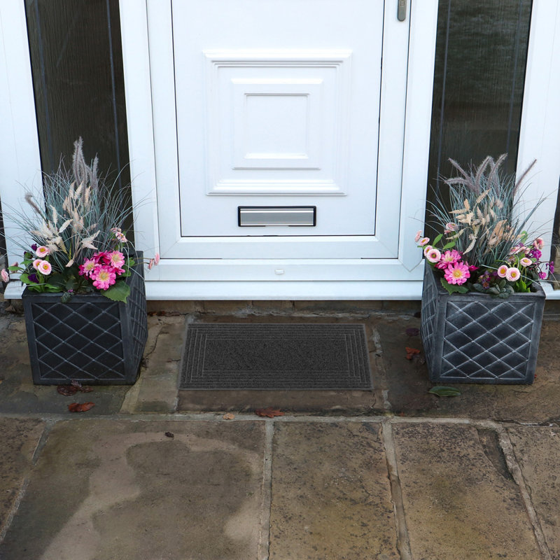 Non-Slip Geometric Doormat, Grey