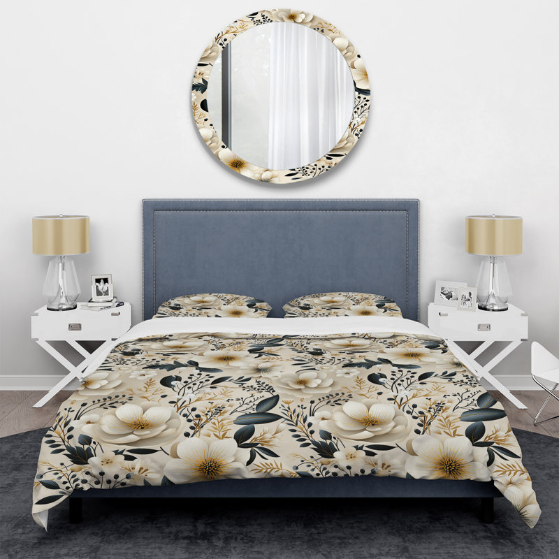 Minimalist Boho Chic Floral Pattern - Ensemble de housse de couette à motif floral