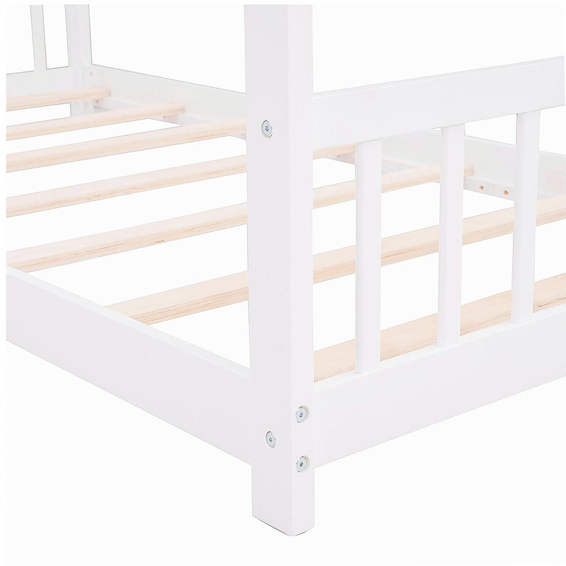 Lit double en bois, blanc, Lit simple, Blanc