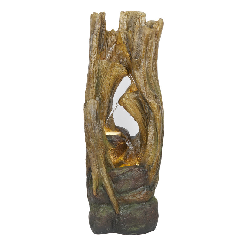 Cascading Tree Trunks Waterfall Fountain with LED Lights
