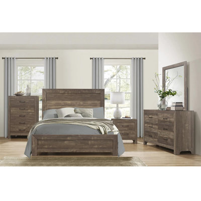 Simple Look Rustic Brown Chest Of 5 Drawers - 1pc Bedroom Furniture (31.50in W X16.00in D X47.50in H), Wood Material + Embossed Faux-wood Veneer, Blac