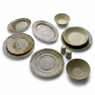 Artisan Spiral Glazed Stoneware Dinnerware Set