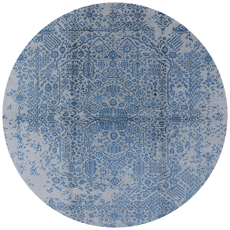 Tapis oriental gris / bleu, Rond 4 pi