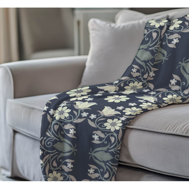 Couverture en velours de coton Colette, 80" L x 60" W, Navy