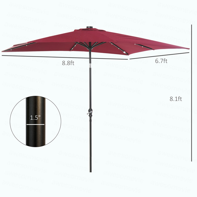 Parasol solaire Sun, parasol de patio éclairé, Rouge