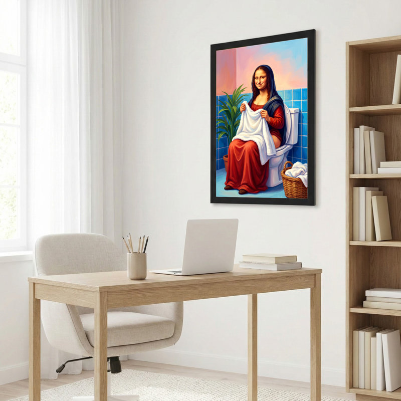 Tableau sur toile « Mona Lisa dans la salle de bain » (ensemble de 1), H 18 po x l 12 po
