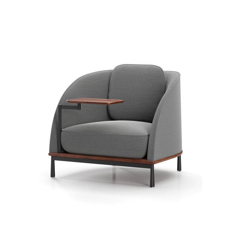 Méridienne Arc avec tablette, Noyer naturel, Steelcut Trio 124 Wool