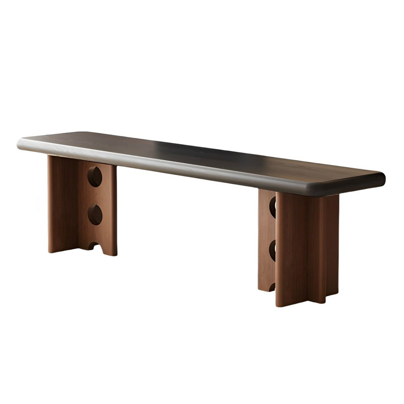 Stromain Solid Wood Bench, Brown/Black, 17.71" H x 62.99" W x 13.77" D
