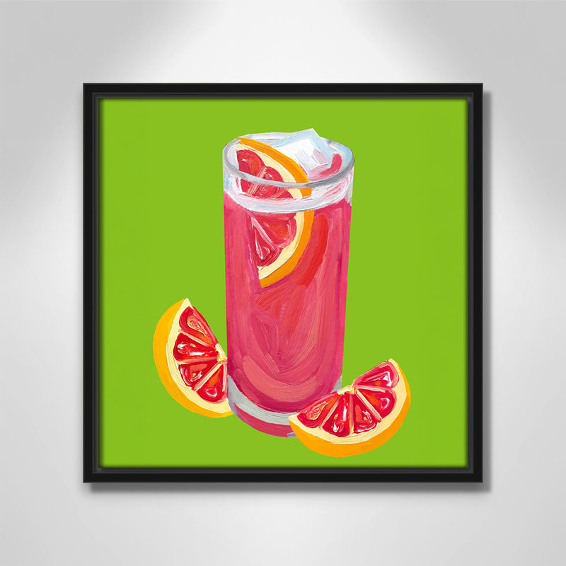 Grapefruit Paloma Pistachio - reproduction carrée par Straker, L 13,5 po x H 13,5 po, Cadre flottant noir
