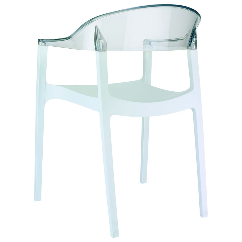 Fauteuil de salle à manger Stella, Blanc / transparent