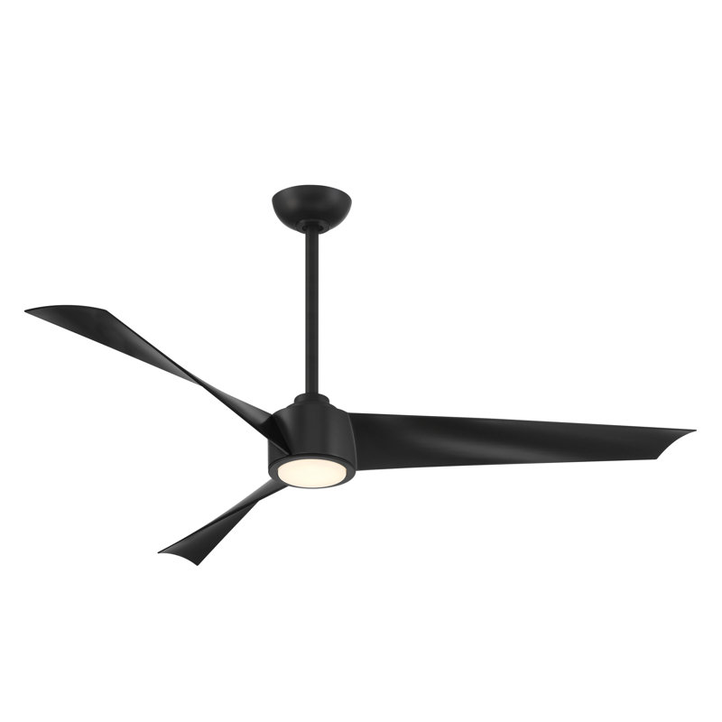 Pike 56" Led Ceiling Fan, Black, Black
