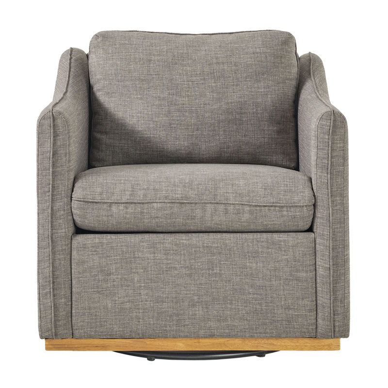 Modern Farmhouse Easy Assembly Upholstered Swivel Armchair, Dark Gray