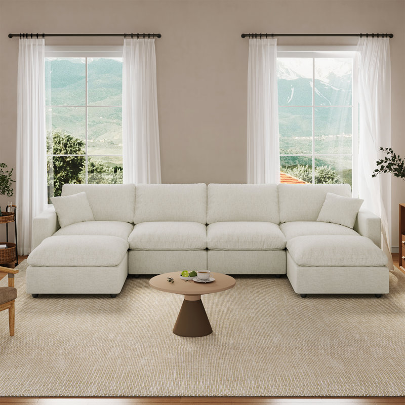 Upholstered Sofa Cloud Sofa Modular Sectional Sofa For Living Room Office Apartment, Cream