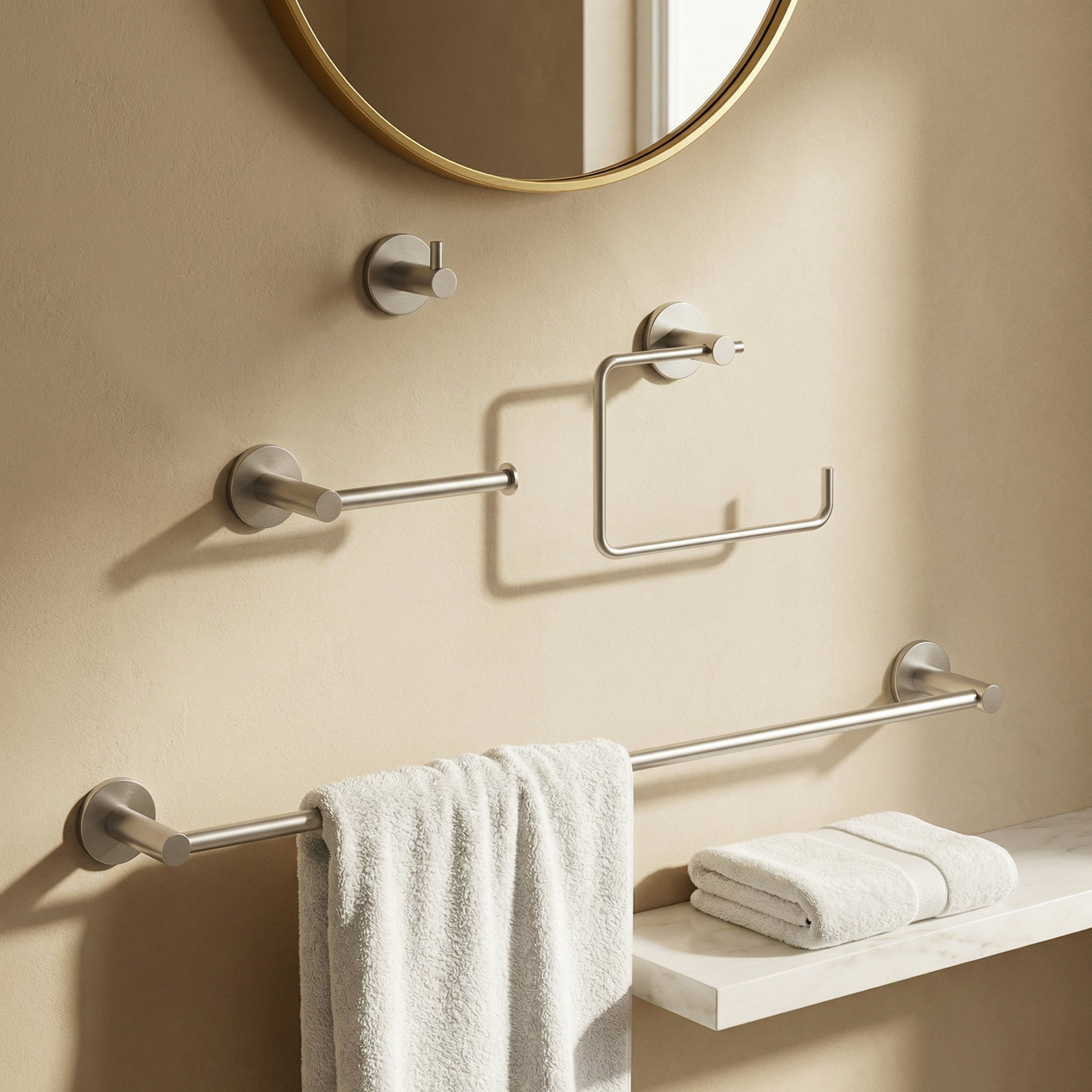 Cass 4-Piece Bathroom Hardware Set, Brushed Nickel