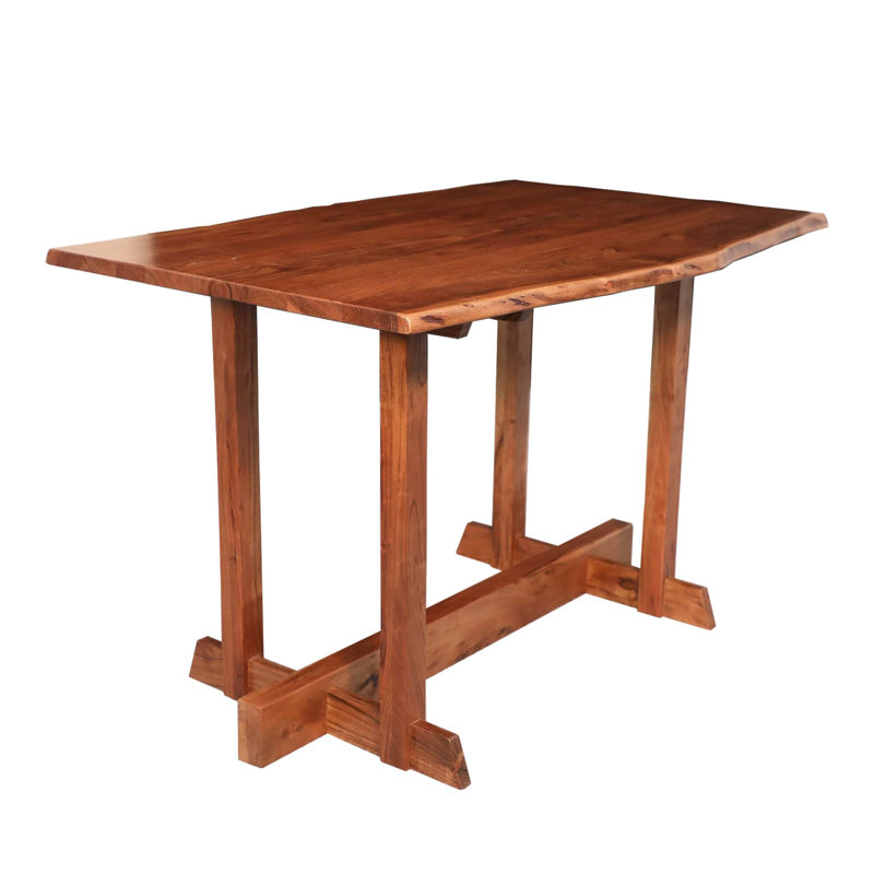 Modern Brown 48" W x 30" D x 30" H Live Edge Dining Table with Durable Acacia Wood