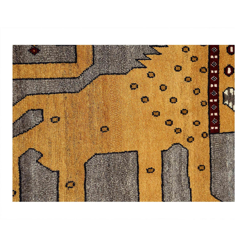 Animal Pictorial lion Hand Knotted 2'X 3'
