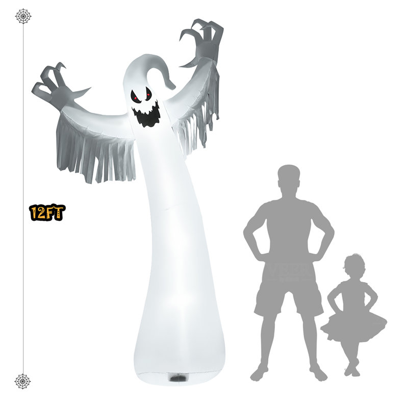 The Holiday Aisle® 12ft Inflatable Halloween Blow Up Ghost Decoration W/ Built-in Led Light