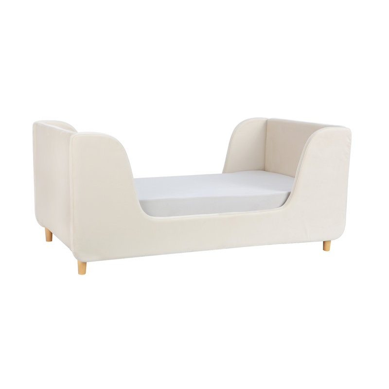Almond Velvet Upholstered Toddler Daybed Frame
