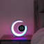 Lampe de chevet intelligente en forme de croissant de lune, DEL argentée, avec double réveil et fonction bruit blanc, rechargeable par USB et commande tactile, idéale pour la chambre, le bureau ou la maison.