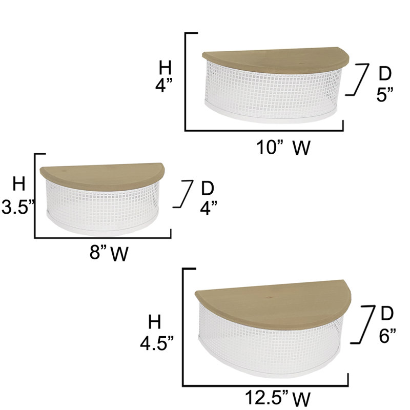 McConnelsville 3pcs White Floating Mounted Hanging Shelves
