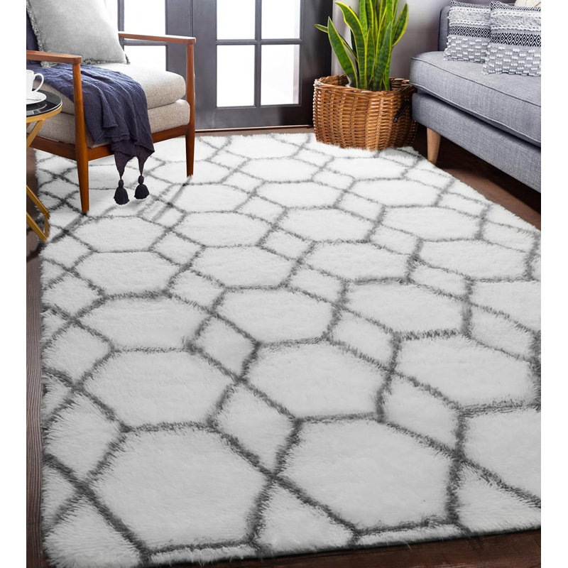Fluffy White And Gray Carpets