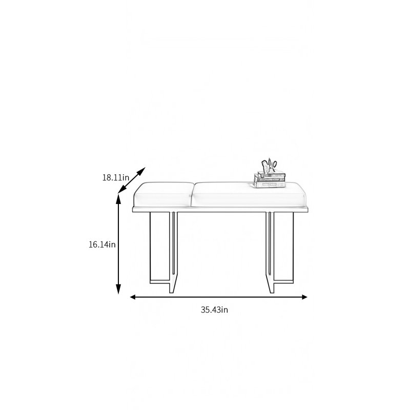 Banc de chambre italien minimaliste moderne, H 16,14 po x l 35,43 po x P 18,11 po