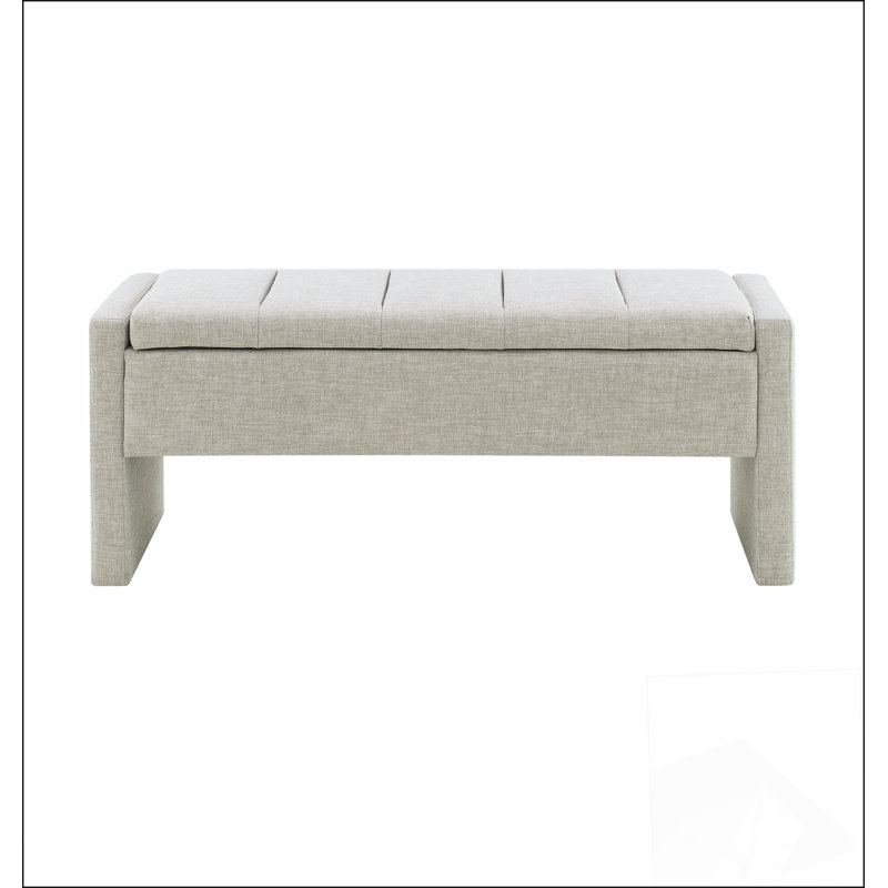 Modern Bed End Bench with Storage,Upholstered Large Foot Rest Stool, Comfy Window Vanity Bench for Living Room,Bedroom,Dorm,Coffee Table,Linen Light