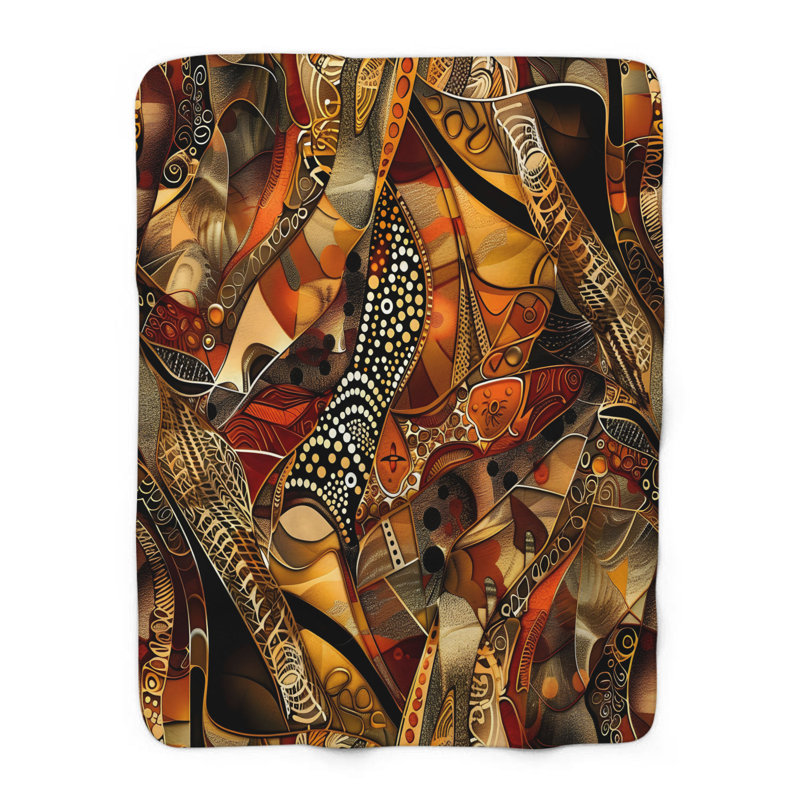 Swahili Swirls - couverture sherpa 1 pièce de qualité supérieure - reproduction d'art luxueuse, Lit simple