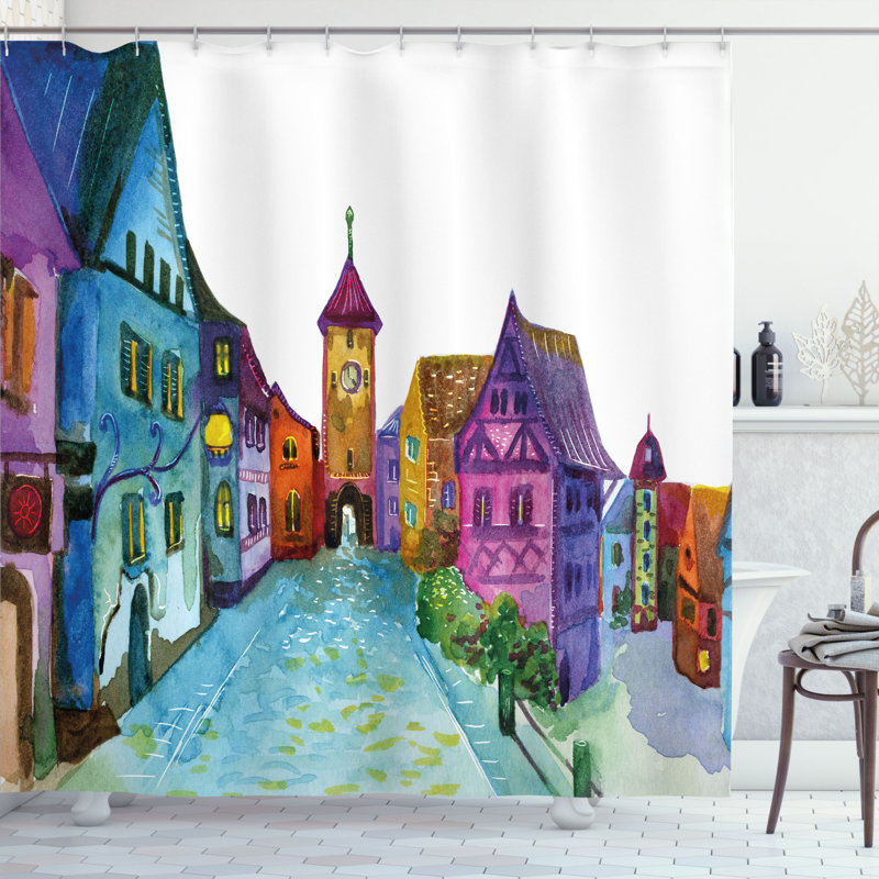 Shower Curtain with Hooks Included, 69" W x 75" H