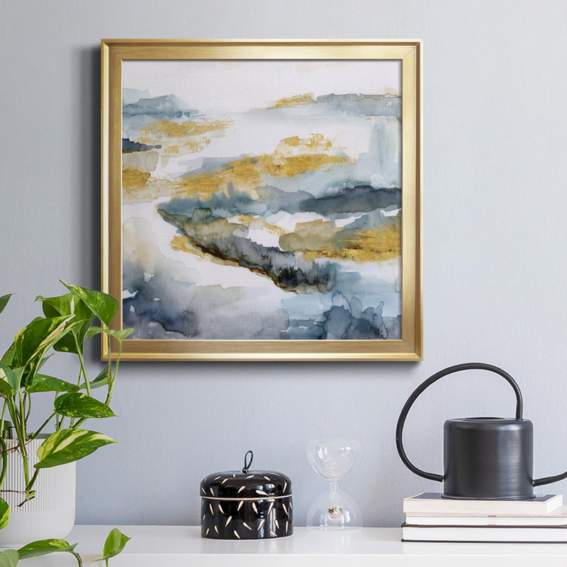 Golden Estuary - Cadre photo, reproduction d'art sur toile, Or, H 34,5 po x l 34,5 po x P 1,5 po