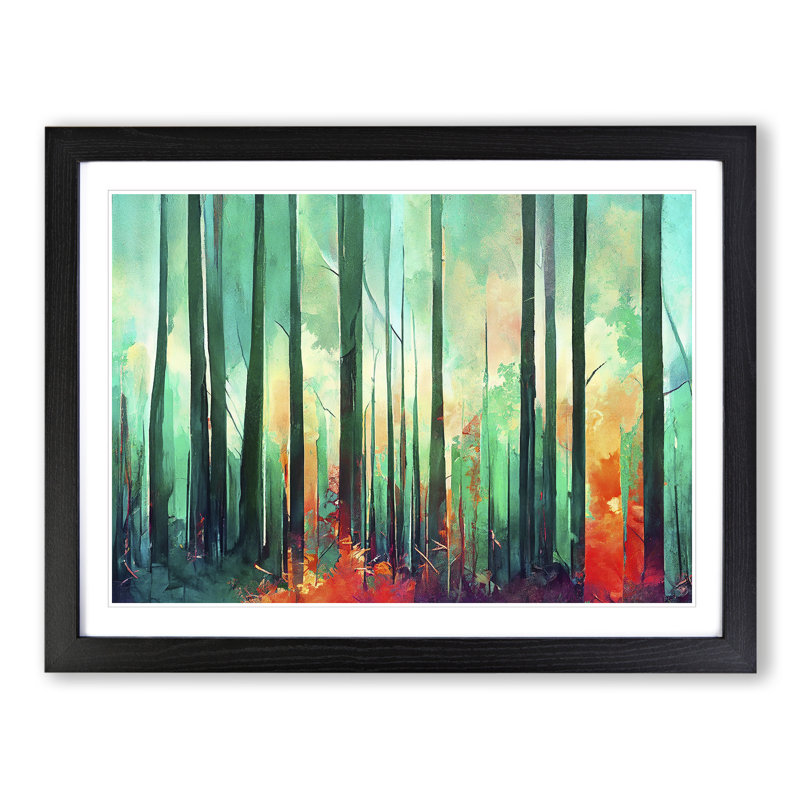 Exciting Abstract Forest Vol.1 - Single Picture Frame Painting, 46cm H x 64cm W x 2cm D, Black
