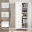Armoire de rangement en métal avec 2 portes et 4 tablettes réglables - Armoire de rangement à 5 niveaux en acier blanc pour garde-manger à 5 niveaux pour cuisine, salon et salle à manger