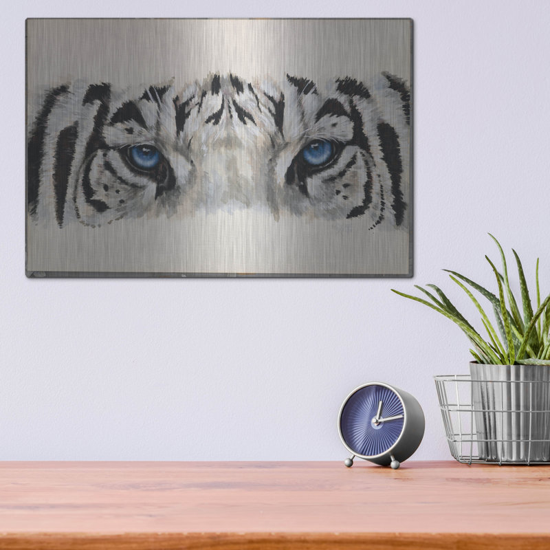 «White Tiger» par Barba «Eye-Catching White Tiger» par Barbara Keith, H 12 po x l 16 po