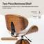 Chaise de bureau Oswina de style moderne du milieu du siècle, revêtue de similicuir, avec structure en bois courbé et base pivotante.-131379008