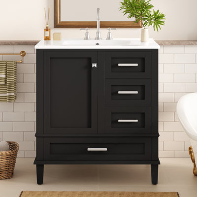 Lorano 30" Modern Bathroom Vanity with Durable Ceramic Sink and Soft-Close Storage Solutions