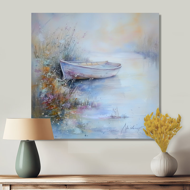 Impression sur toile «Minimalist Boat Reflection By The Late III», H 36 po x l 36 po, Toile tendue, Ne s’applique pas