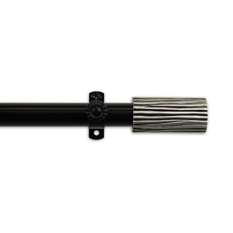 Alfreda Steel Rod And Resin Finial 0.81'' Single Curtain Rod, 120-170"