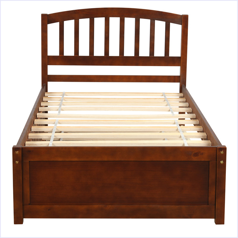 Base de lit simple avec lit gigogne en bois, Noyer