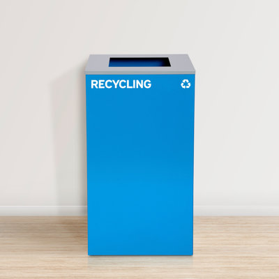 Alpine Industries 29 Gallon Steel Recycling Bin with Square Lid