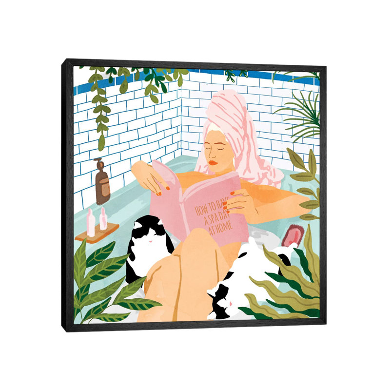 How to Have a Spa Day at Home 1 Piece Wall Art on Canvas, 66.04 cm H x 66.04 cm W, Black Framed