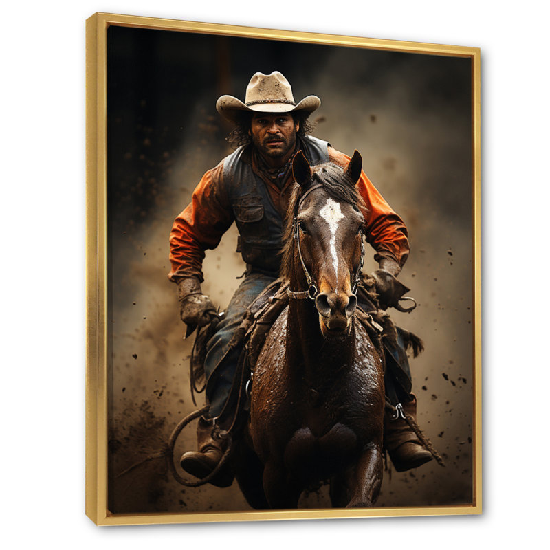 Bestar Canada Calgary Rodeo II - Imprimé, H 20 po x l 12 po, Cadre flottant doré